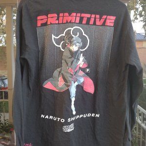 Primitive Naruto x Itachi Uchiha Black Long Sleeve Graphic T-shirt Size Medium
